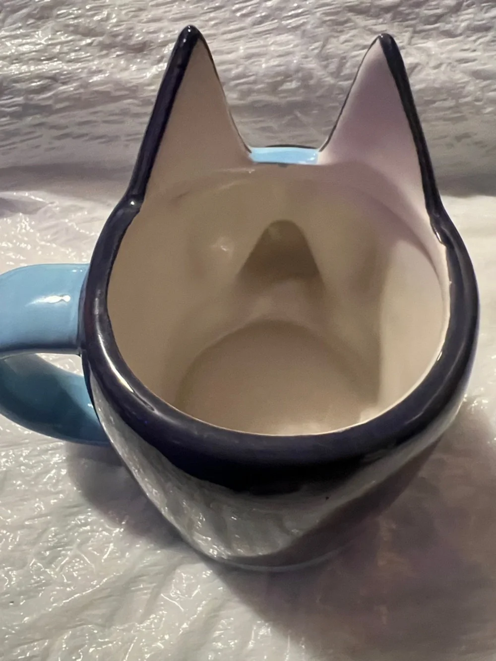 Blue & Yellow Cartoon Dog Ceramic Pet Bowl with Handle